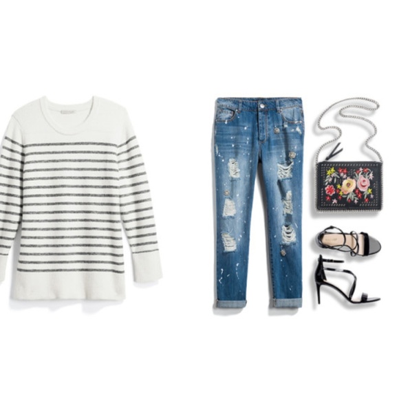 NWOT 41 Hawthorn Roma Textured Striped Pullover - Picture 3 of 6